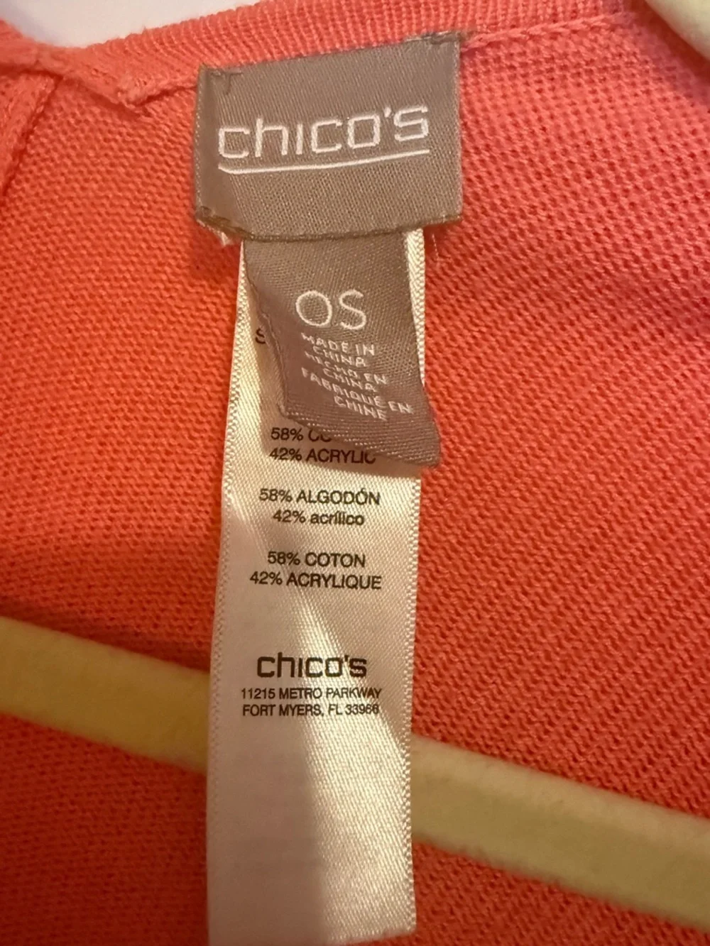 Chicos coral pink fringed Poncho sweater osfm boho bohemian wrap - Picture 3 of 5